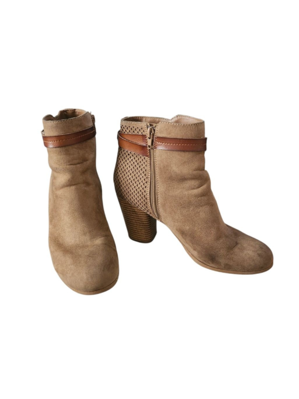 Madden Girl Dottie Tan Faux Suede Ankle Booties - Size 10